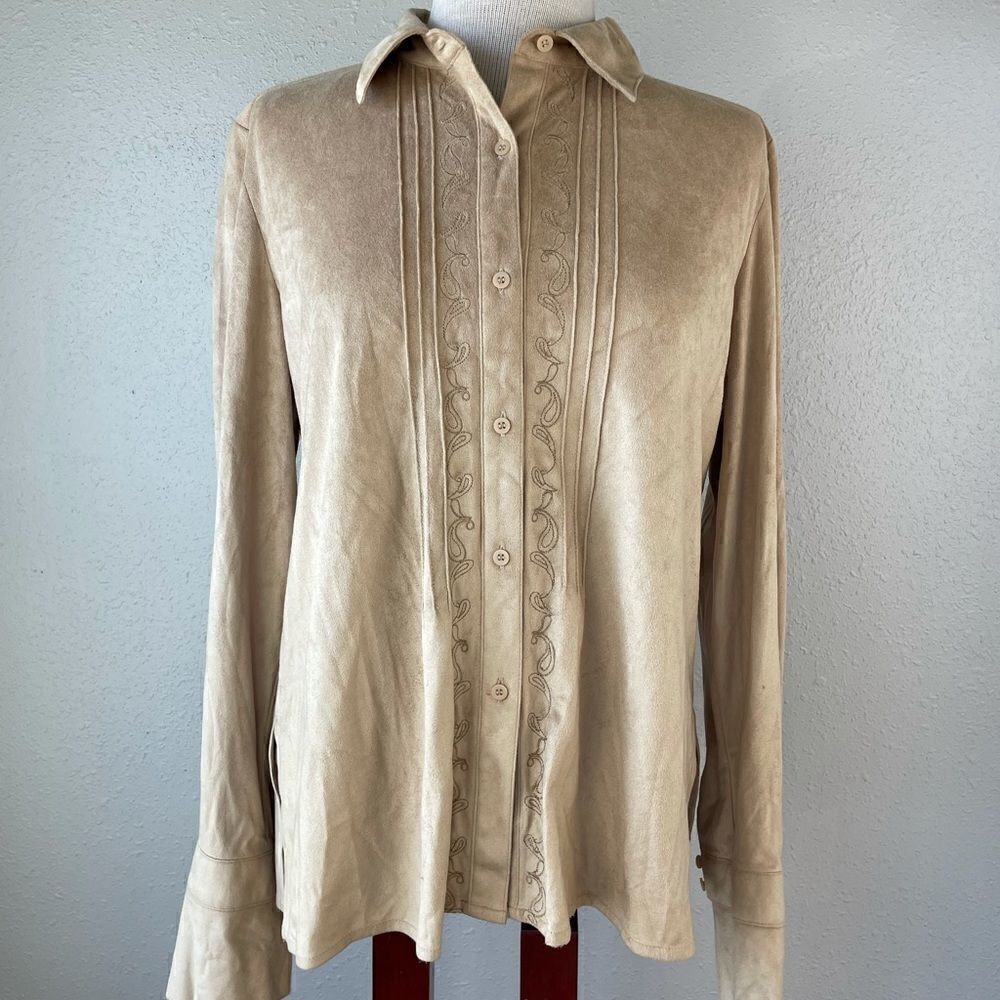 NWT Norton McNaughton Petites Button Down Top Size M